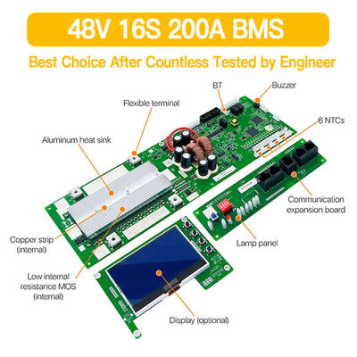 16S 48V Smart BMS voor zonne-systeemopslag 100A 200A LiFePO4 batterijbeheersysteem