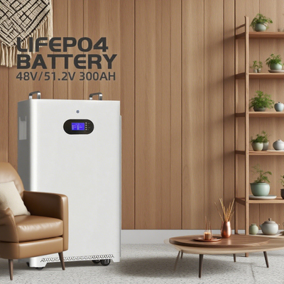 51,2V 300Ah Wandgemonteerd LiFePO4 Batterij Zonne-opslagsysteem, 15kWh, 10 Jaar Garantie, APP Monitoring, 8000+ Cycli, CE/RoHS