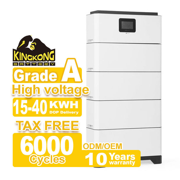 Hybride netverbinding breed afgestemde omvormer LFP modulaire gestapelde hoogspanningsbatterij thuis energieopslag systeem 15-40