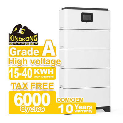 Hybride netverbinding breed afgestemde omvormer LFP modulaire gestapelde hoogspanningsbatterij thuis energieopslag systeem 15-40